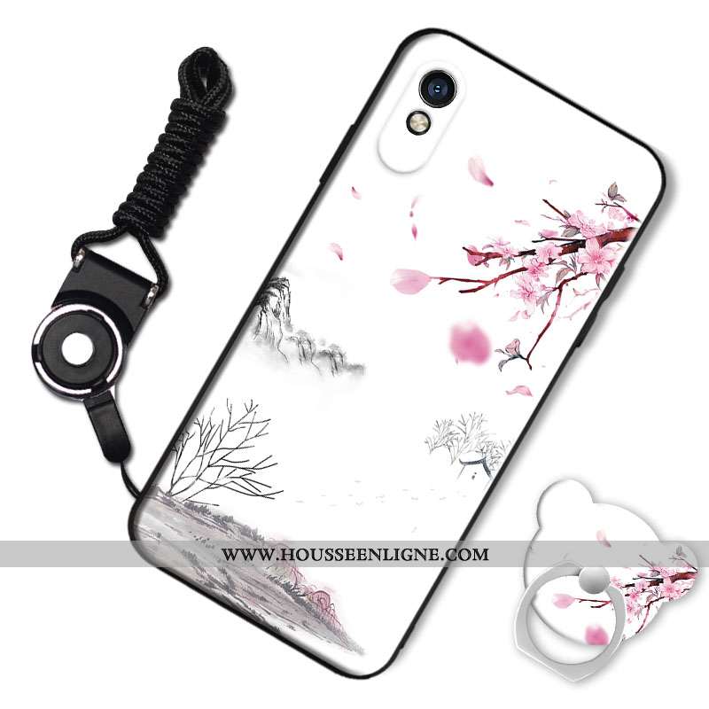 Étui Xiaomi Redmi 9a Fluide Doux Silicone Blanc Téléphone Portable Charmant Amoureux Coque Blanche