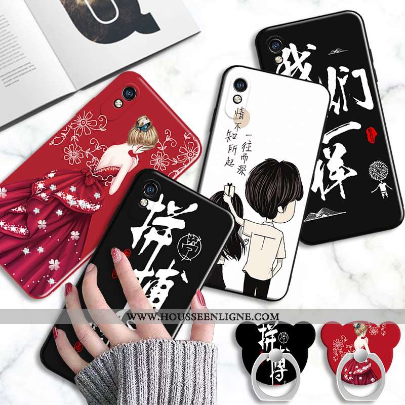 Étui Xiaomi Redmi 9a Fluide Doux Silicone Blanc Téléphone Portable Charmant Amoureux Coque Blanche