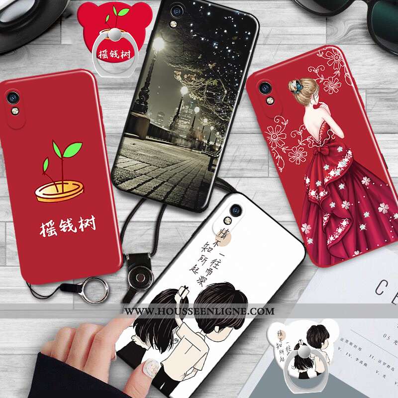 Étui Xiaomi Redmi 9a Fluide Doux Silicone Blanc Téléphone Portable Charmant Amoureux Coque Blanche