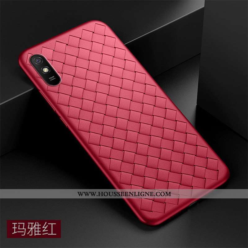 Étui Xiaomi Redmi 9a Fluide Doux Silicone Tout Compris Légère Rouge Incassable Tissage