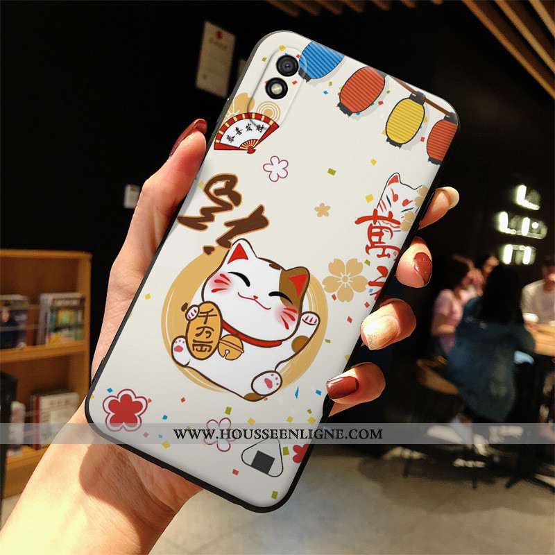 Étui Xiaomi Redmi 9a Protection Dessin Animé Blanc Mode Coque Silicone Blanche