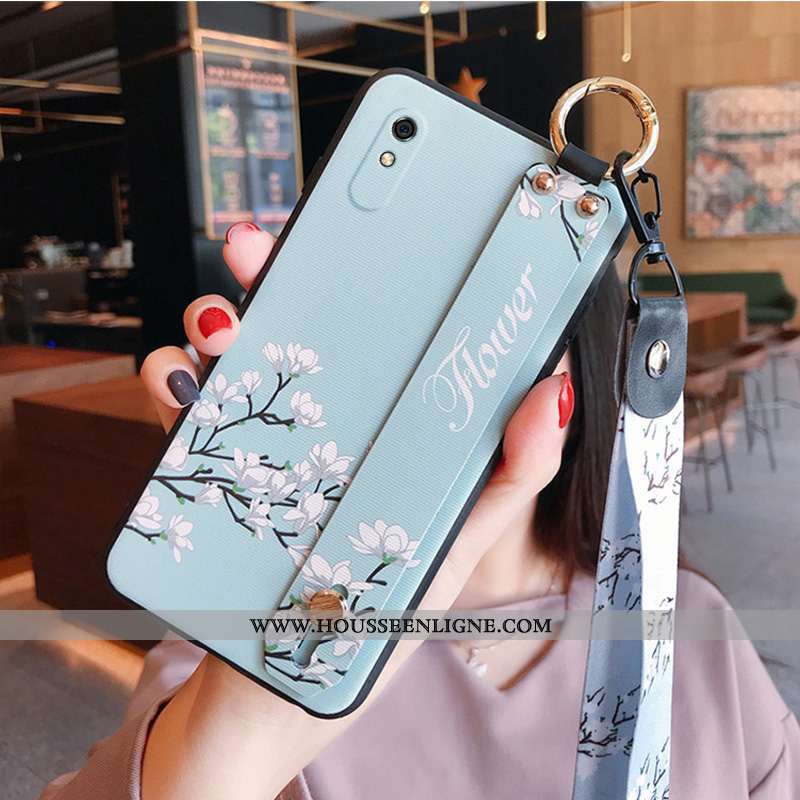 Étui Xiaomi Redmi 9a Protection Délavé En Daim Légère Petit Ornements Suspendus Fluide Doux Cou Susp