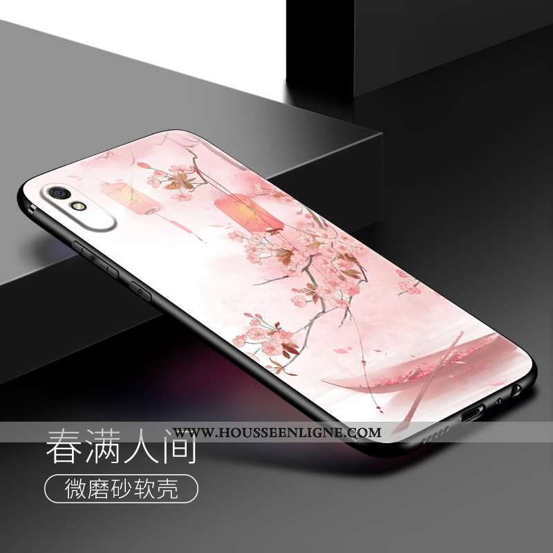 Étui Xiaomi Redmi 9a Silicone Délavé En Daim Rose Frais Petit Coque Simple