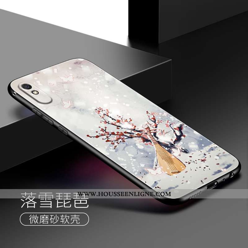 Étui Xiaomi Redmi 9a Silicone Délavé En Daim Rose Frais Petit Coque Simple