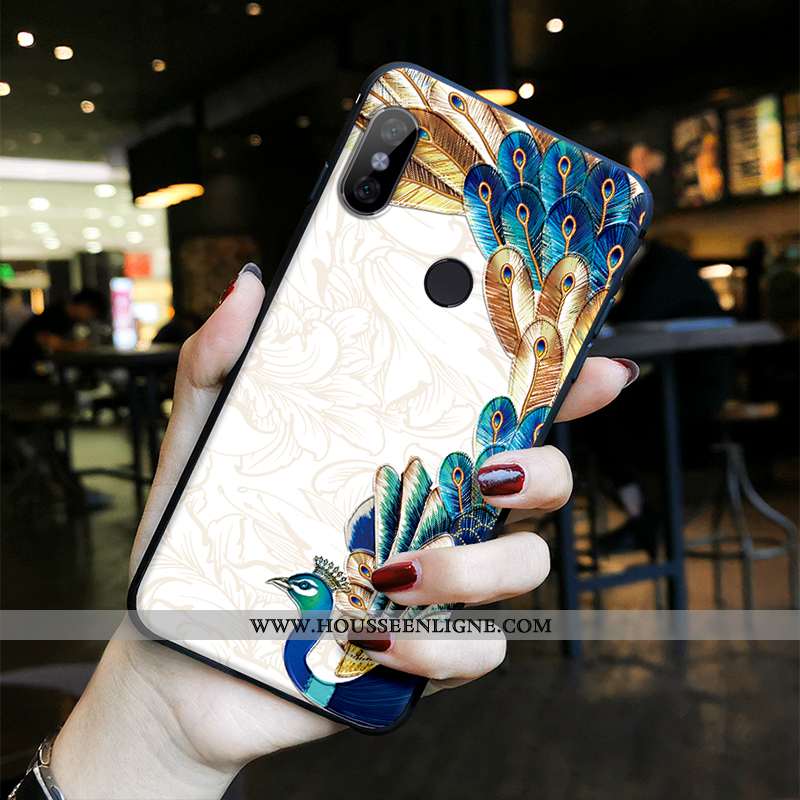 Étui Xiaomi Redmi Note 5 Vintage Fluide Doux Haute Paon Style Chinois Coque Gaufrage Bleu