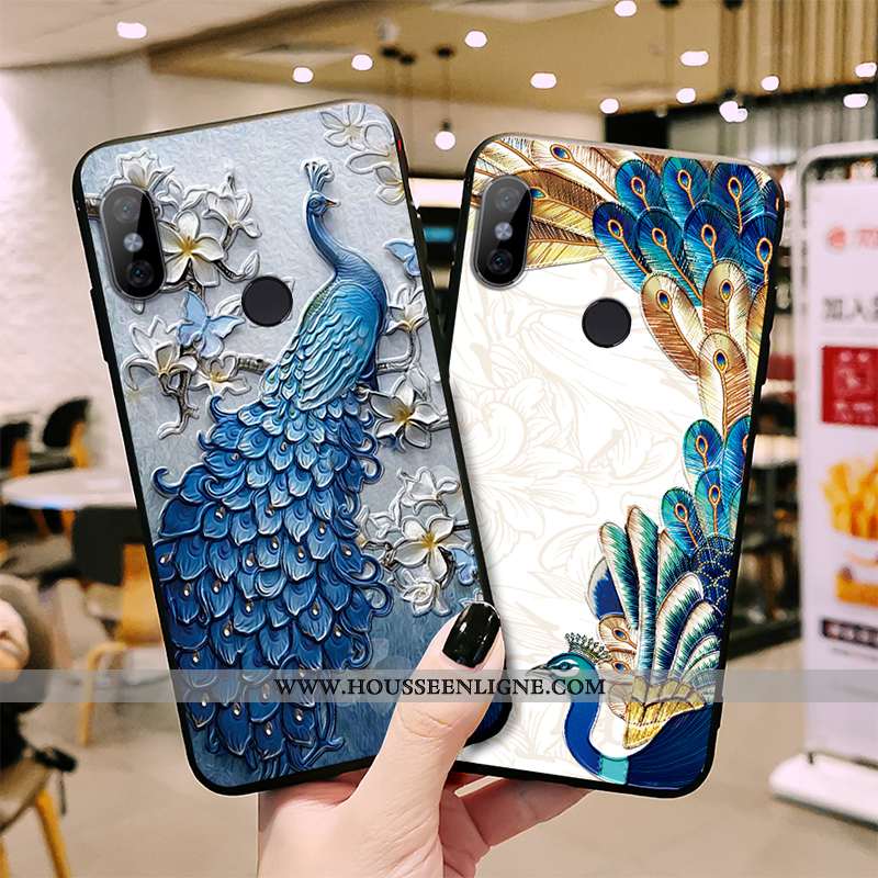 Étui Xiaomi Redmi Note 5 Vintage Fluide Doux Haute Paon Style Chinois Coque Gaufrage Bleu