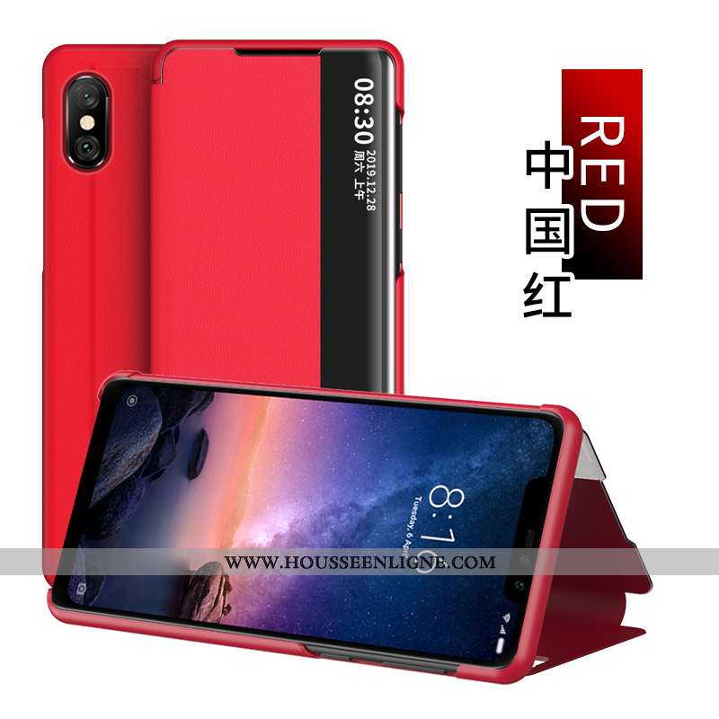 Étui Xiaomi Redmi Note 6 Pro Cuir Plier Rouge Windows Housse Coque
