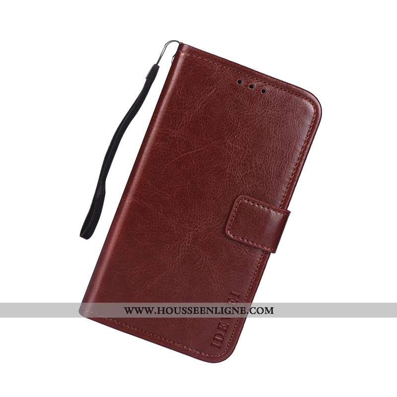 Étui Xiaomi Redmi Note 6 Pro Cuir Protection Portefeuille Rouge Housse Support Marron