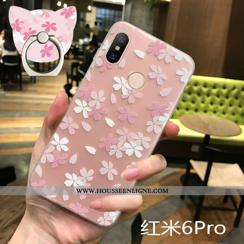 Étui Xiaomi Redmi Note 6 Pro Fluide Doux Silicone Tout Compris Incassable Mode Rose