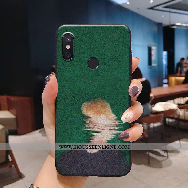 Étui Xiaomi Redmi Note 6 Pro Fluide Doux Silicone Vintage Peinte À La Main Charmant Coque Petit Vert