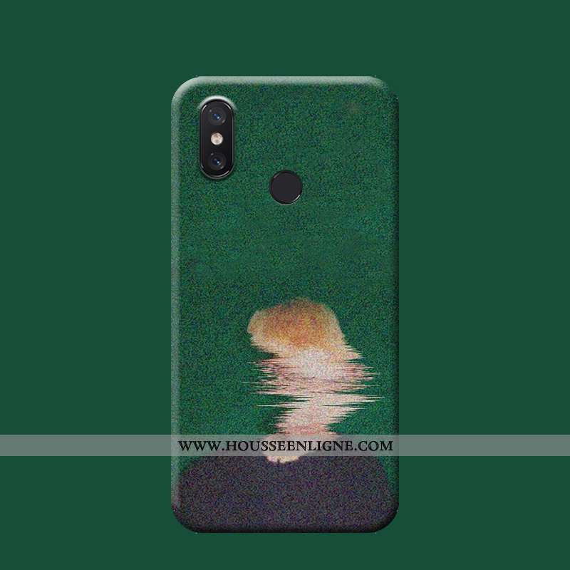 Étui Xiaomi Redmi Note 6 Pro Fluide Doux Silicone Vintage Peinte À La Main Charmant Coque Petit Vert