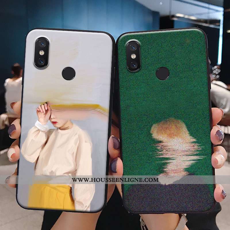 Étui Xiaomi Redmi Note 6 Pro Fluide Doux Silicone Vintage Peinte À La Main Charmant Coque Petit Vert
