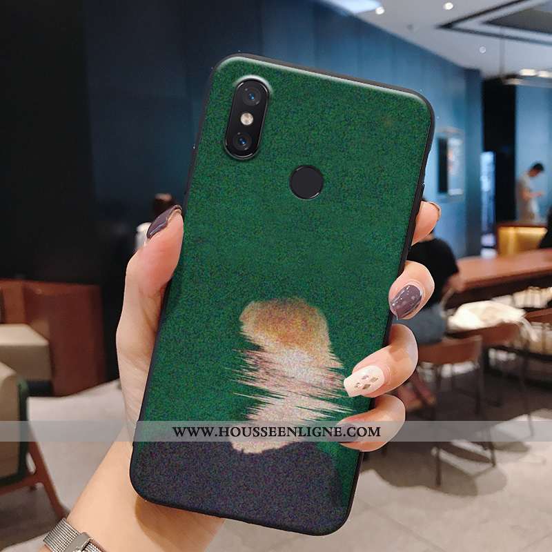 Étui Xiaomi Redmi Note 6 Pro Fluide Doux Silicone Vintage Peinte À La Main Charmant Coque Petit Vert