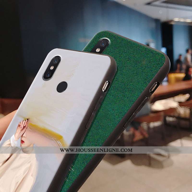 Étui Xiaomi Redmi Note 6 Pro Fluide Doux Silicone Vintage Peinte À La Main Charmant Coque Petit Vert