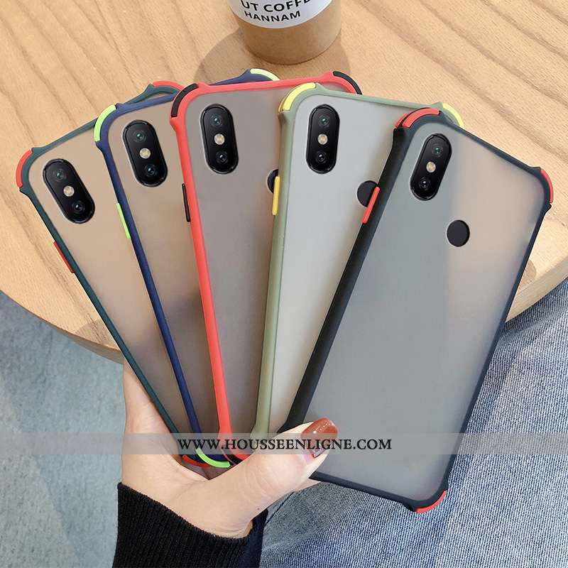 Étui Xiaomi Redmi Note 6 Pro Protection Délavé En Daim Petit Incassable Tout Compris Noir Rouge