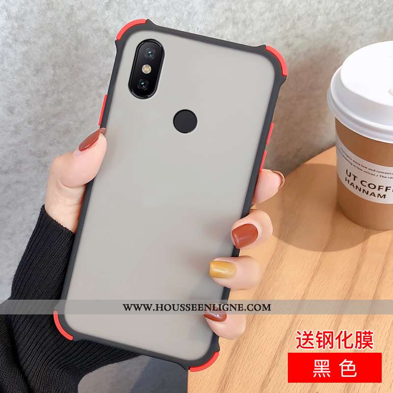Étui Xiaomi Redmi Note 6 Pro Protection Délavé En Daim Petit Incassable Tout Compris Noir Rouge