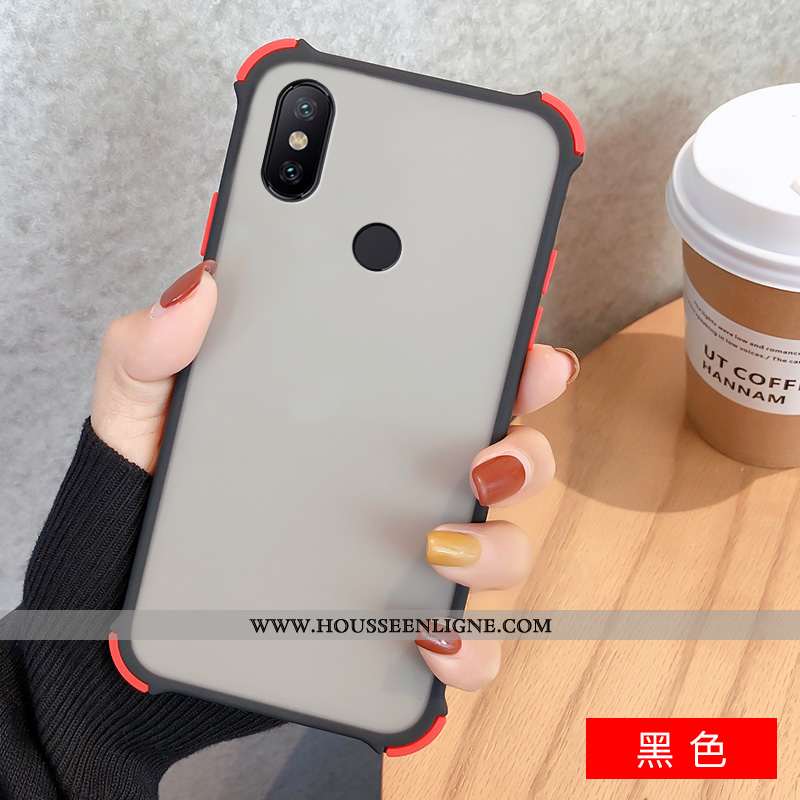Étui Xiaomi Redmi Note 6 Pro Protection Délavé En Daim Petit Incassable Tout Compris Noir Rouge
