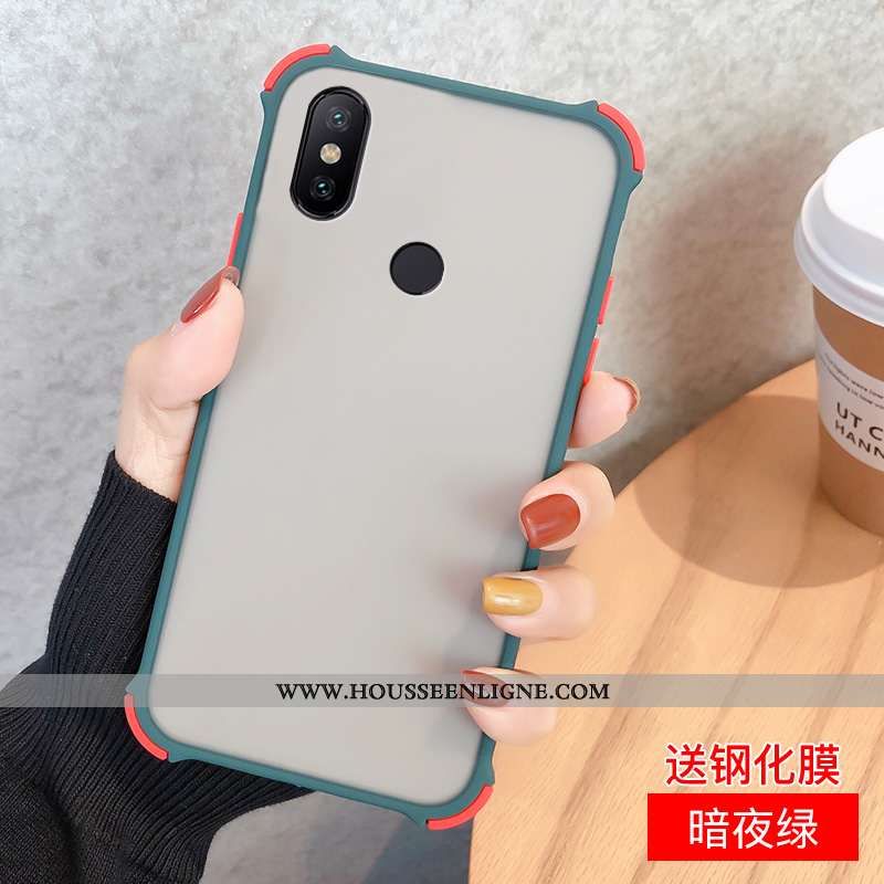 Étui Xiaomi Redmi Note 6 Pro Protection Délavé En Daim Petit Incassable Tout Compris Noir Rouge