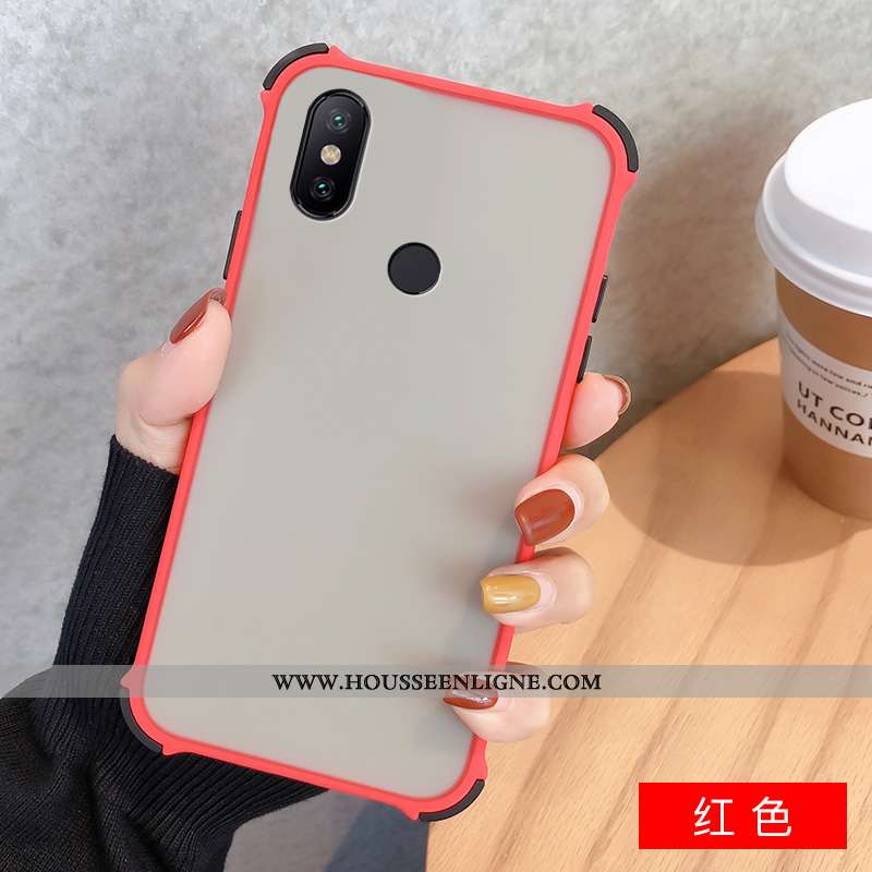 Étui Xiaomi Redmi Note 6 Pro Protection Délavé En Daim Petit Incassable Tout Compris Noir Rouge