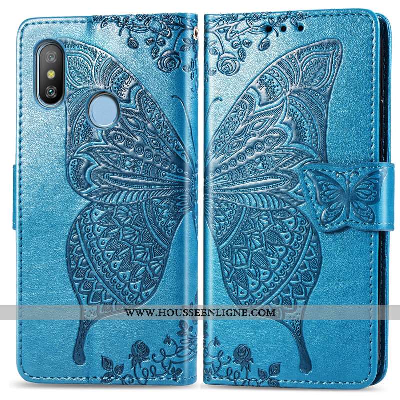 Étui Xiaomi Redmi Note 6 Pro Protection Ornements Suspendus Papillon Couleur Unie Charmant En Relief