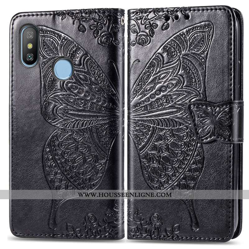 Étui Xiaomi Redmi Note 6 Pro Protection Ornements Suspendus Papillon Couleur Unie Charmant En Relief