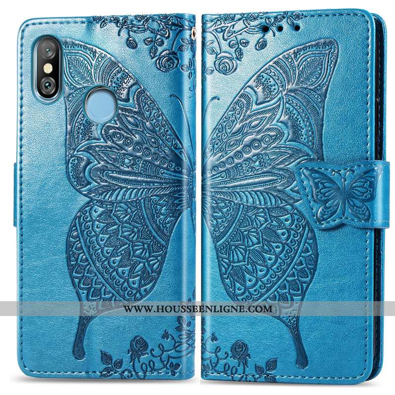 Étui Xiaomi Redmi Note 6 Pro Protection Ornements Suspendus Papillon Couleur Unie Charmant En Relief