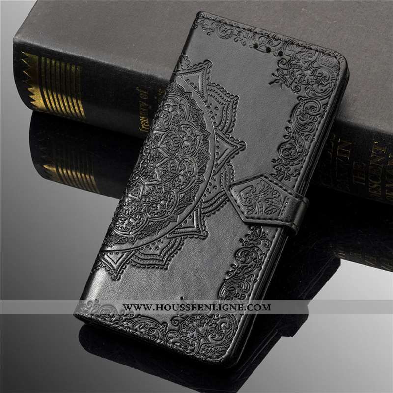 Étui Xiaomi Redmi Note 6 Pro Protection Ornements Suspendus Rouge Couleur Unie Coque Housse Noir