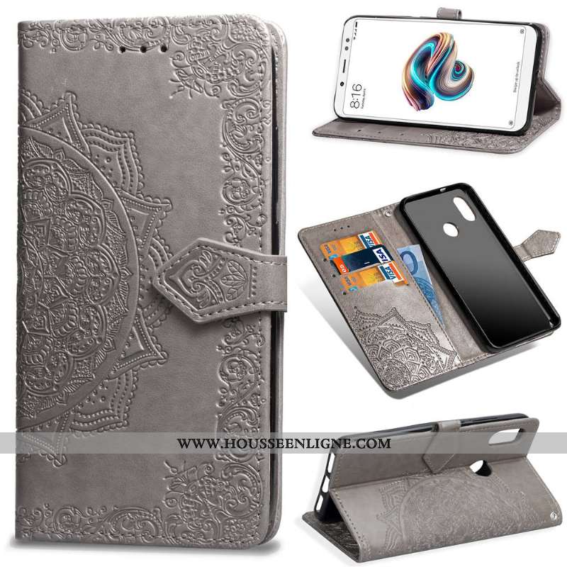 Étui Xiaomi Redmi Note 6 Pro Protection Ornements Suspendus Rouge Couleur Unie Coque Housse Noir