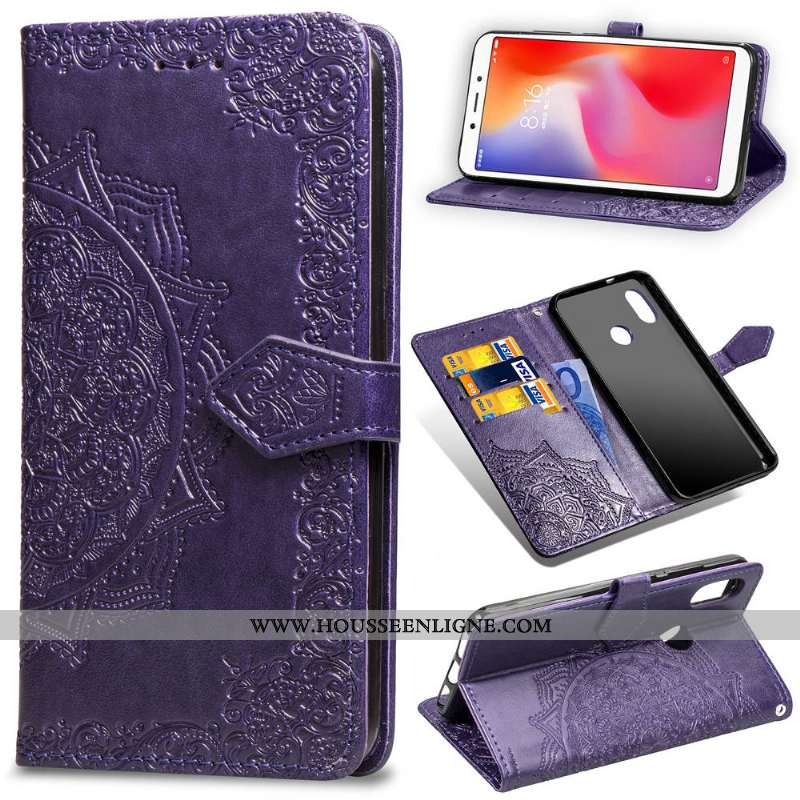 Étui Xiaomi Redmi Note 6 Pro Protection Ornements Suspendus Rouge Couleur Unie Coque Housse Noir