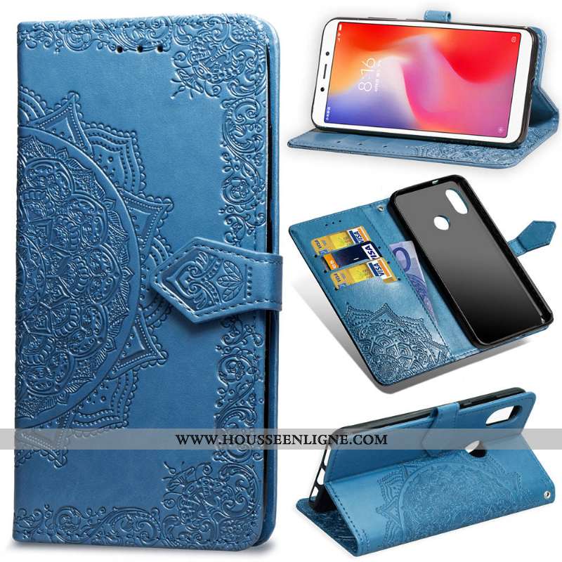Étui Xiaomi Redmi Note 6 Pro Protection Ornements Suspendus Rouge Couleur Unie Coque Housse Noir