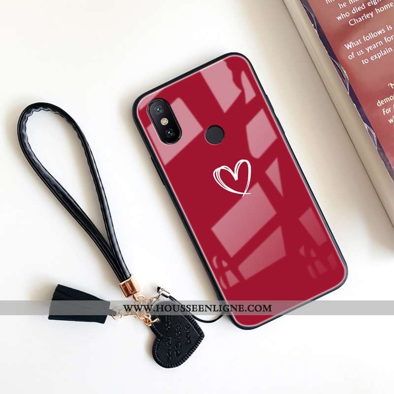 Étui Xiaomi Redmi Note 6 Pro Verre Tendance Petit Téléphone Portable Incassable Rouge