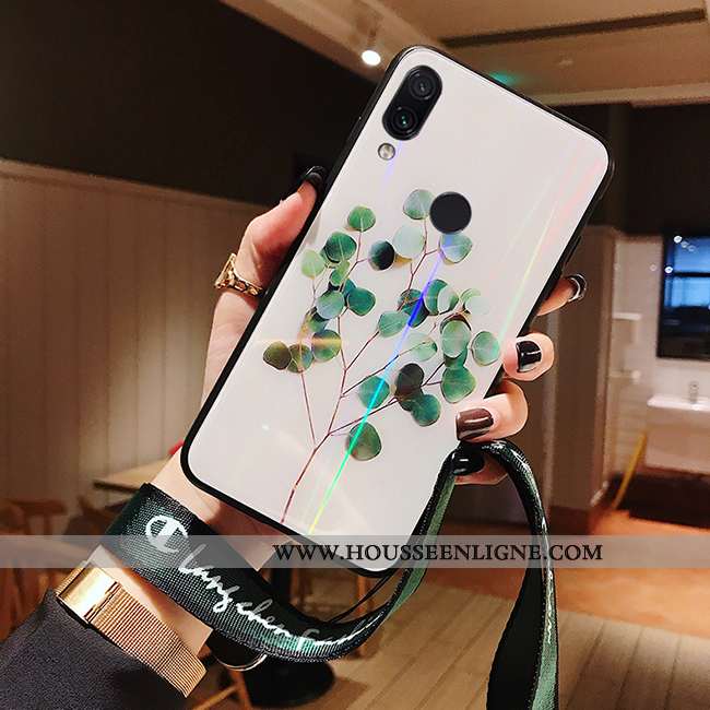 Étui Xiaomi Redmi Note 7 Charmant Protection Blanc Frais Net Rouge Créatif Miroir Blanche