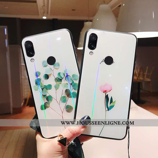 Étui Xiaomi Redmi Note 7 Charmant Protection Blanc Frais Net Rouge Créatif Miroir Blanche