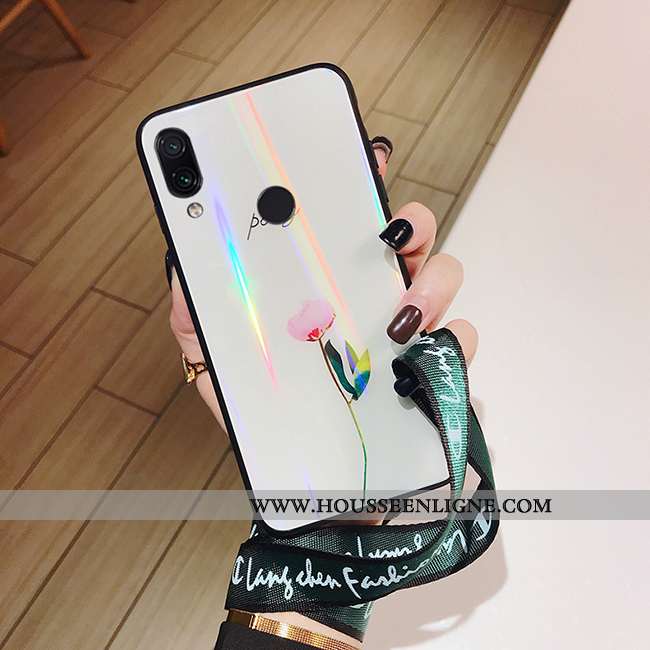 Étui Xiaomi Redmi Note 7 Charmant Protection Blanc Frais Net Rouge Créatif Miroir Blanche