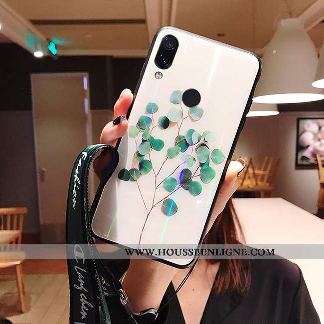 Étui Xiaomi Redmi Note 7 Charmant Protection Blanc Frais Net Rouge Créatif Miroir Blanche