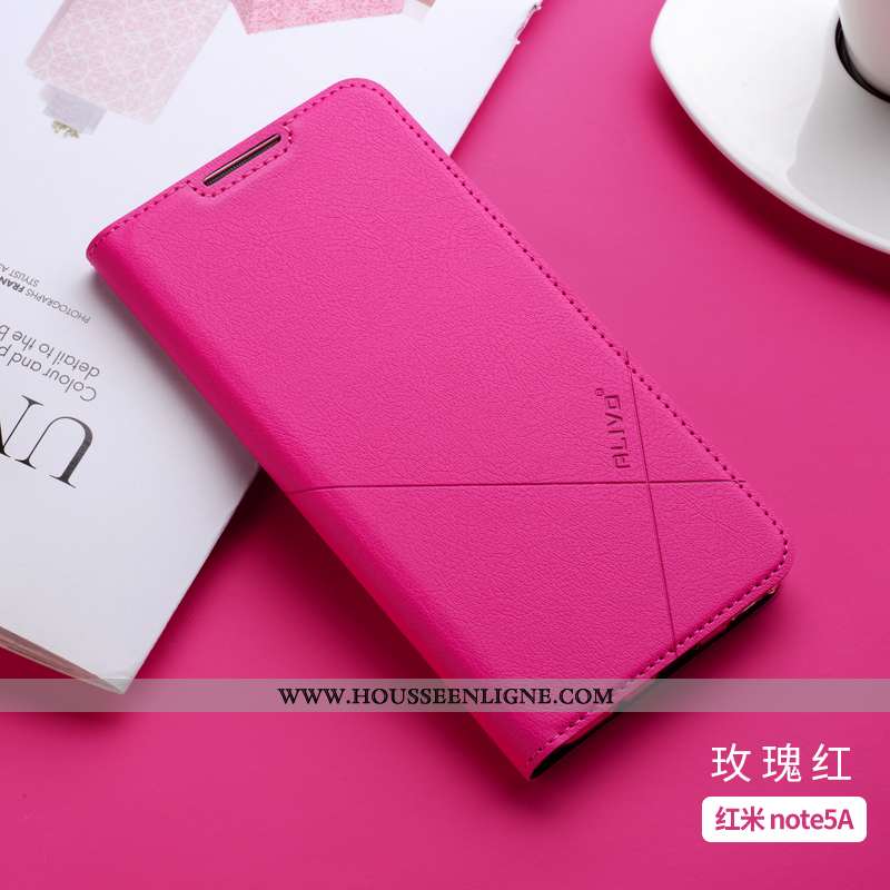 Étui Xiaomi Redmi Note 7 Cuir Fluide Doux Incassable Clamshell Tout Compris Silicone Rose