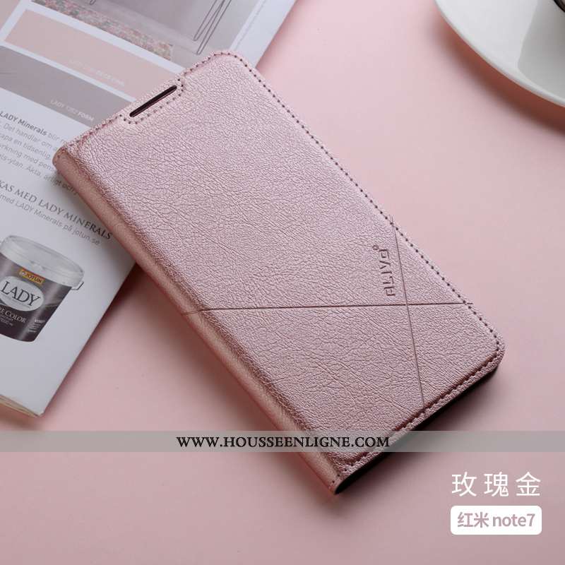 Étui Xiaomi Redmi Note 7 Cuir Fluide Doux Incassable Clamshell Tout Compris Silicone Rose