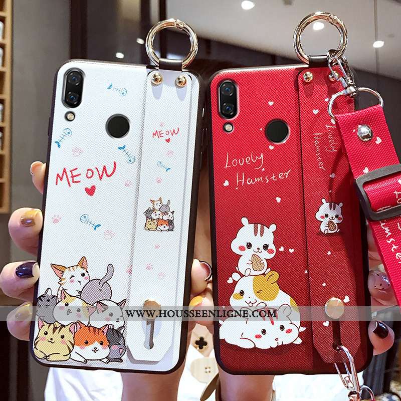 Étui Xiaomi Redmi Note 7 Dessin Animé Fluide Doux Rose Net Rouge Silicone Incassable