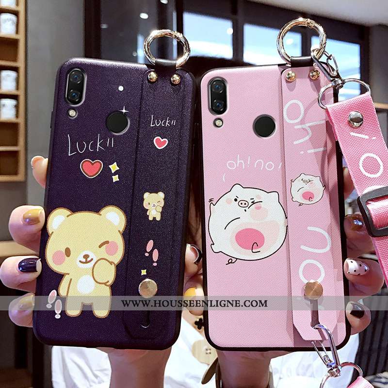 Étui Xiaomi Redmi Note 7 Dessin Animé Fluide Doux Rose Net Rouge Silicone Incassable