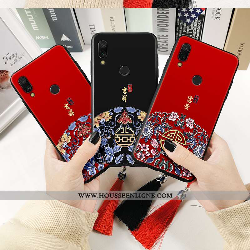 Étui Xiaomi Redmi Note 7 Imprimé Protection Personnalité Incassable Totem Rouge Créatif Noir