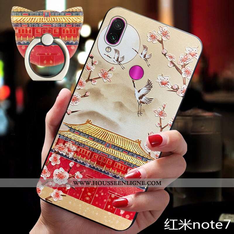 Étui Xiaomi Redmi Note 7 Personnalité Vintage Silicone Tendance Protection Style Chinois Fluide Doux