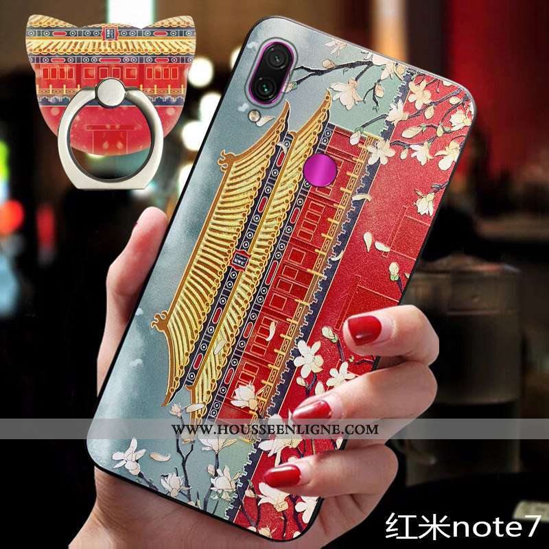 Étui Xiaomi Redmi Note 7 Personnalité Vintage Silicone Tendance Protection Style Chinois Fluide Doux
