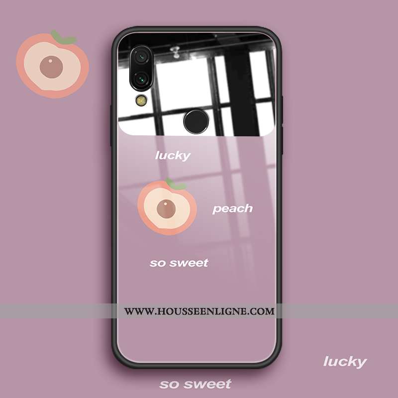 Étui Xiaomi Redmi Note 7 Protection Verre Frais Incassable Fluide Doux Rouge Rose