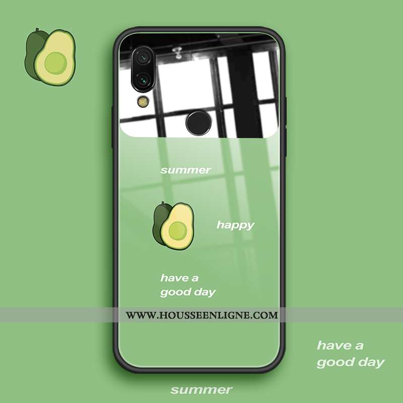 Étui Xiaomi Redmi Note 7 Protection Verre Frais Incassable Fluide Doux Rouge Rose