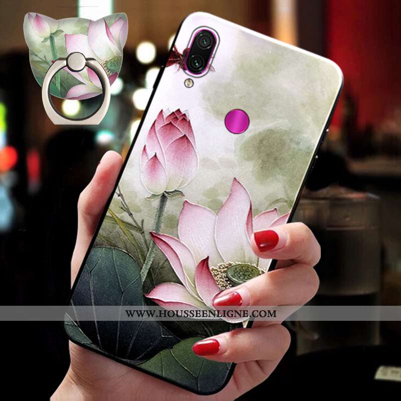 Étui Xiaomi Redmi Note 7 Silicone Ornements Suspendus Incassable Style Chinois Fleur Fluide Doux Coq