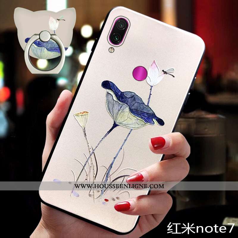 Étui Xiaomi Redmi Note 7 Silicone Ornements Suspendus Incassable Style Chinois Fleur Fluide Doux Coq