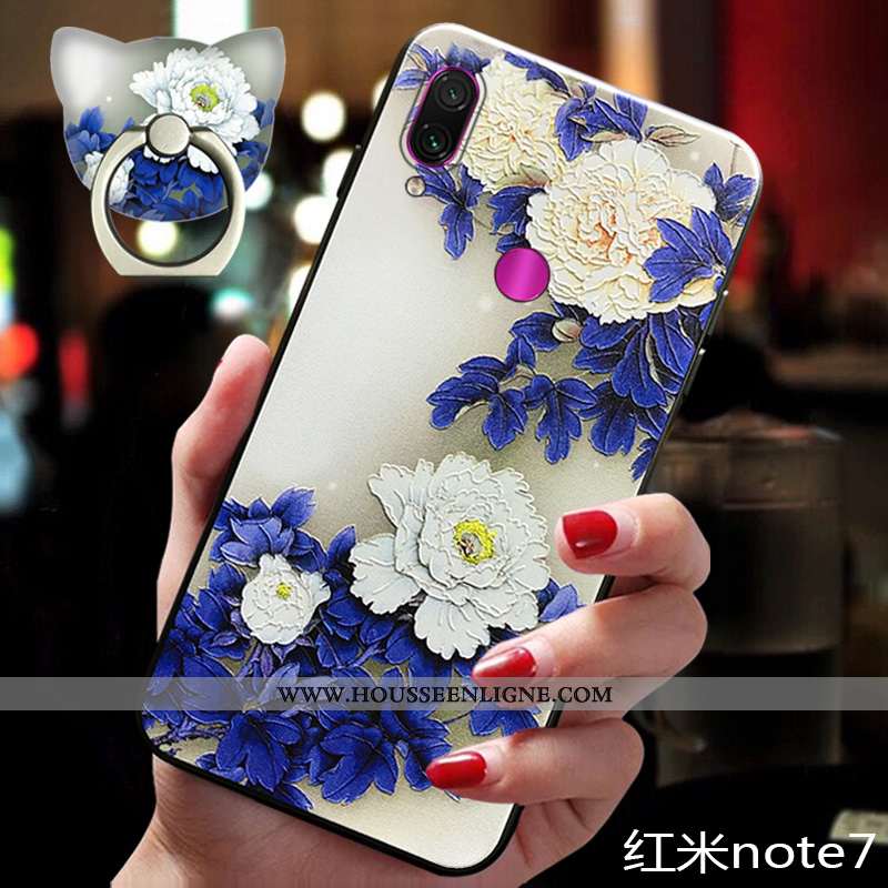 Étui Xiaomi Redmi Note 7 Silicone Ornements Suspendus Incassable Style Chinois Fleur Fluide Doux Coq