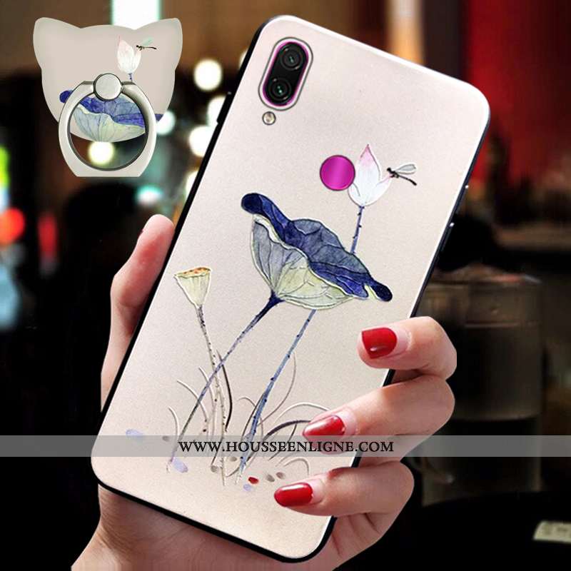 Étui Xiaomi Redmi Note 7 Silicone Ornements Suspendus Incassable Style Chinois Fleur Fluide Doux Coq