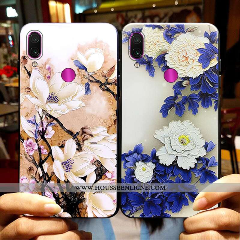Étui Xiaomi Redmi Note 7 Silicone Ornements Suspendus Incassable Style Chinois Fleur Fluide Doux Coq