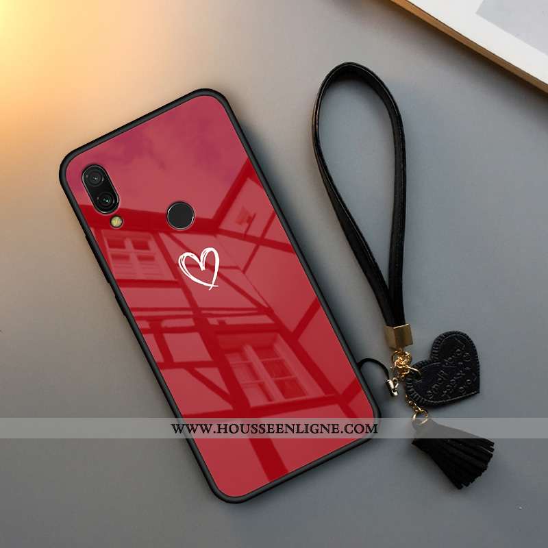Étui Xiaomi Redmi Note 7 Silicone Protection Personnalité Rouge Verre Amour Fluide Doux